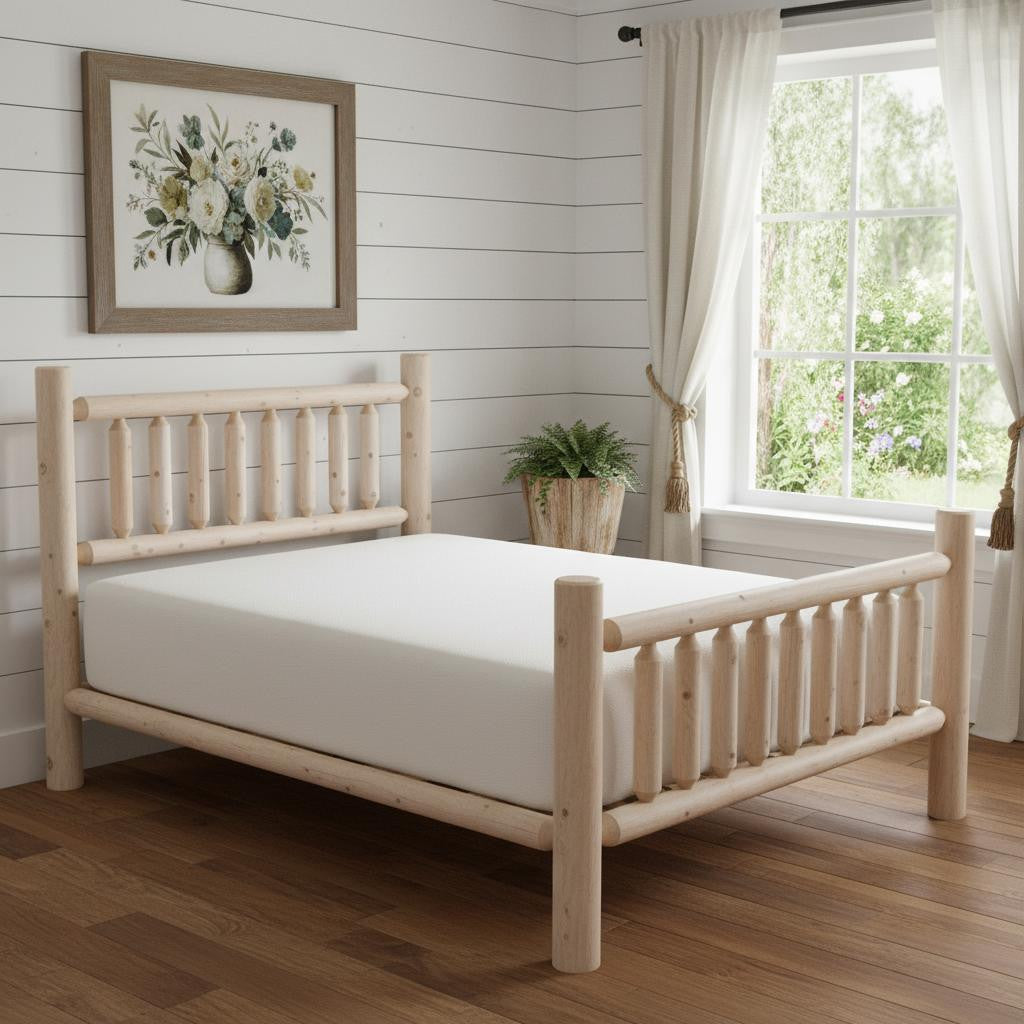 Natural Light Honey Finish Low Post Cedar Log Twin Bed