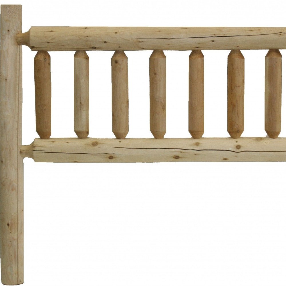 Natural Vintage Brown Finish Cedar Log Double Headboard