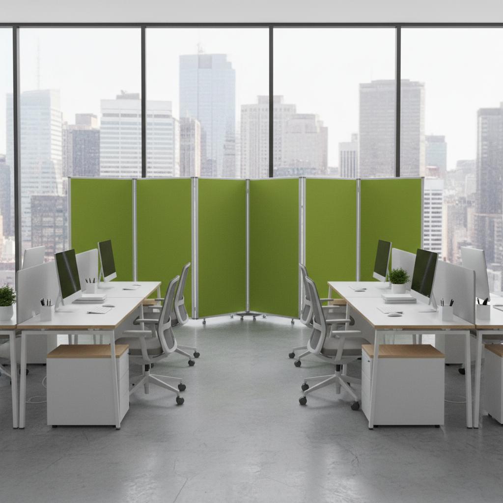 71" Green Iron Folding Six Panel Screen Room Divider