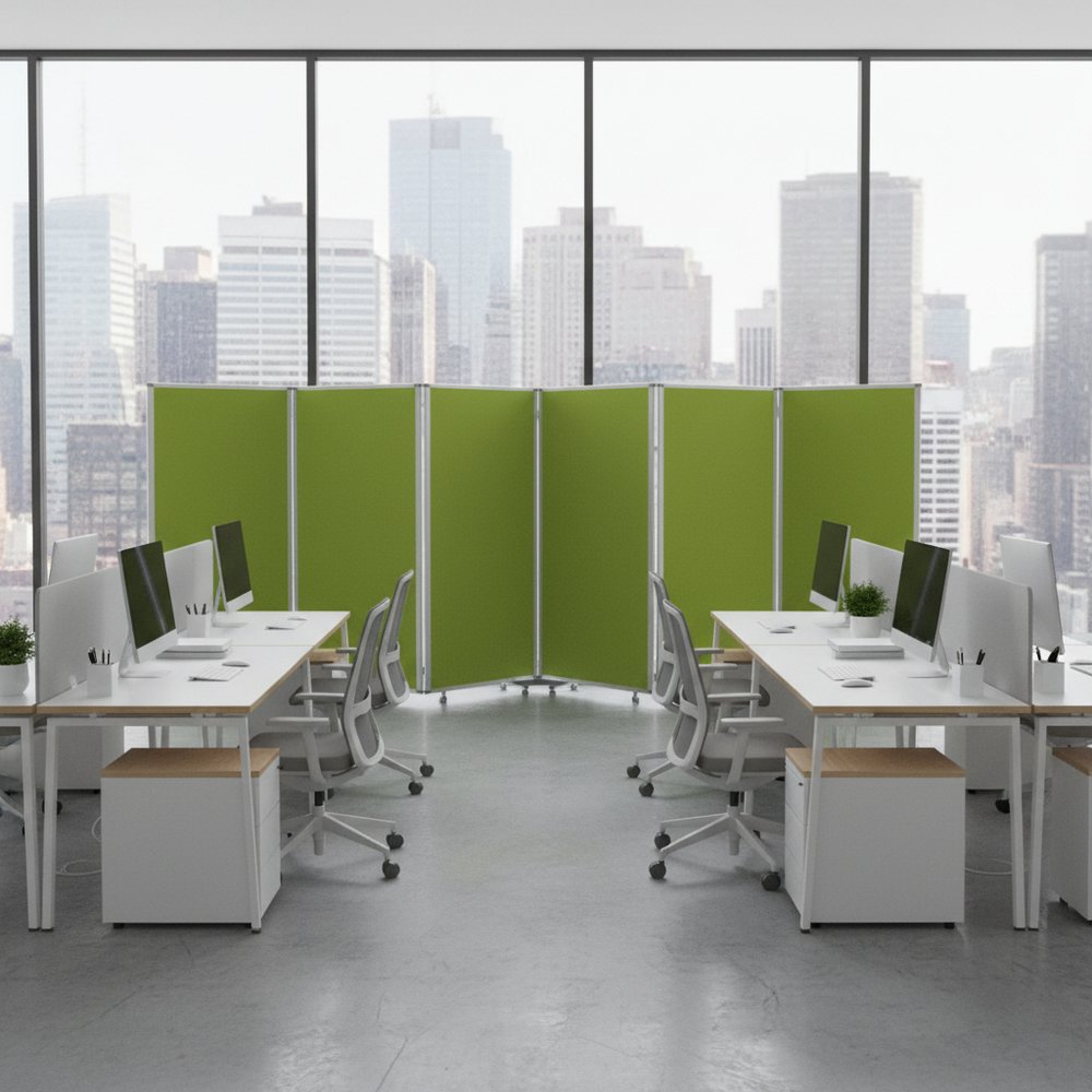 71" Green Iron Folding Six Panel Screen Room Divider