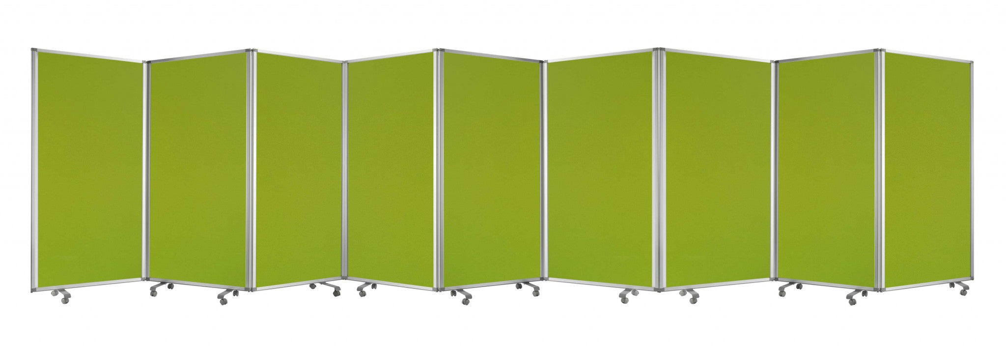 71" Green Iron Folding Nine Panel Screen Room Divider