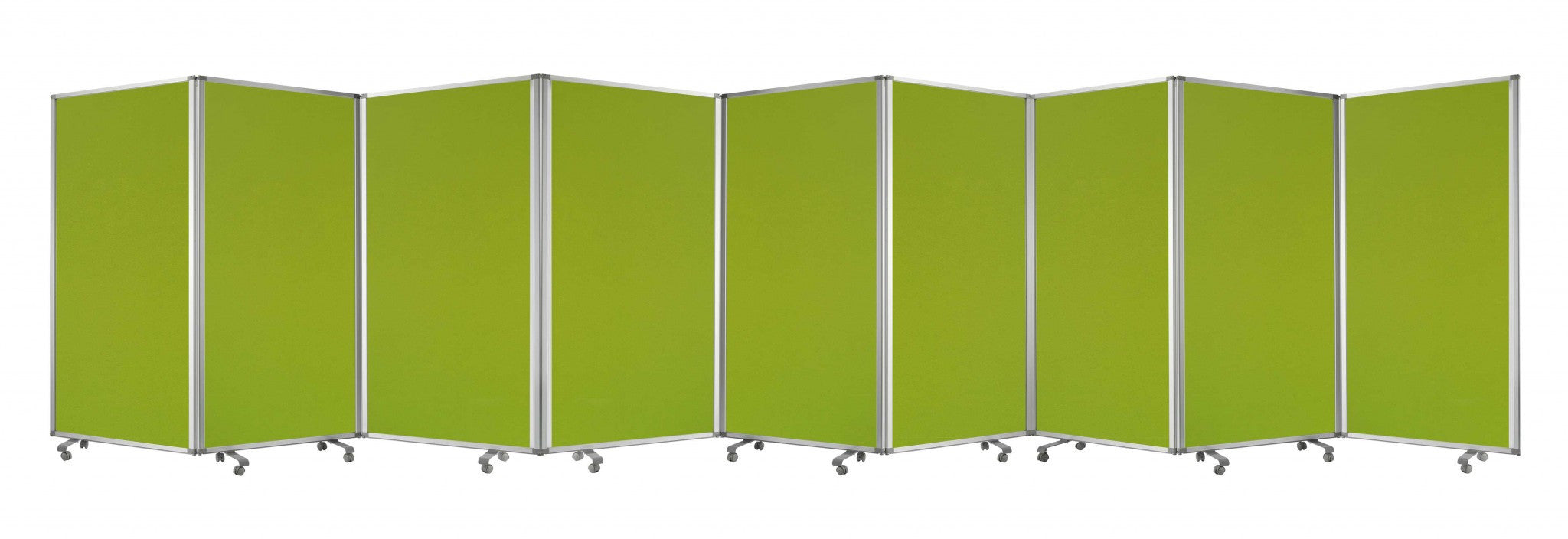 71" Green Iron Folding Nine Panel Screen Room Divider