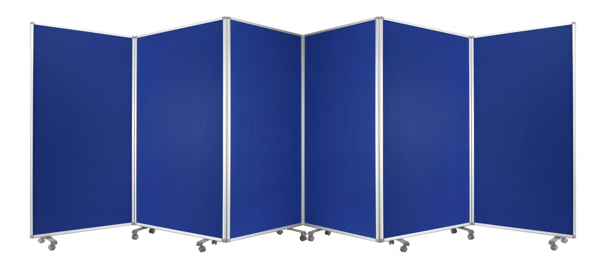 71" Blue Iron Folding Six Panel Screen Room Divider
