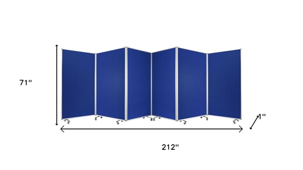 212 X 1 X 71 Blue Metal 6 Panel Screen
