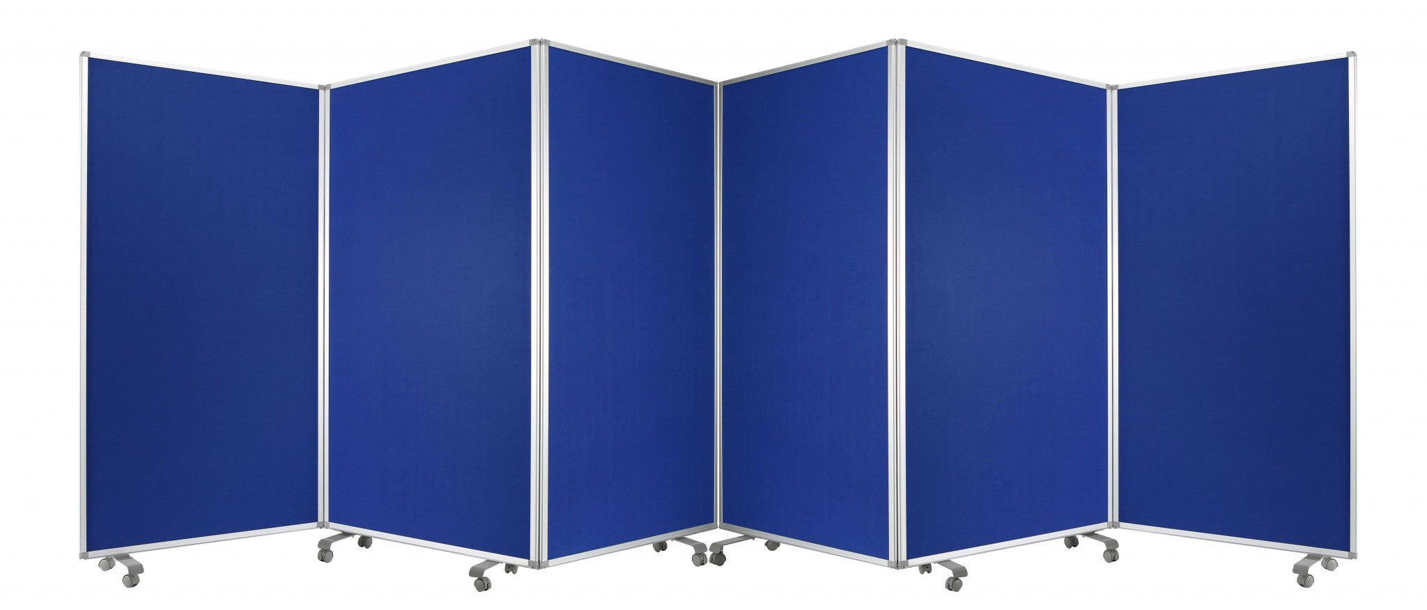 71" Blue Iron Folding Six Panel Screen Room Divider