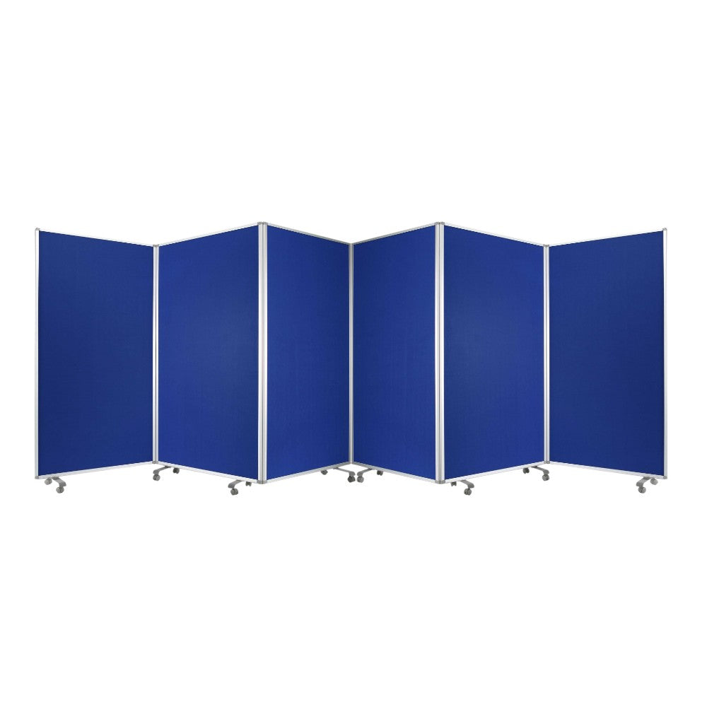 71" Blue Iron Folding Six Panel Screen Room Divider