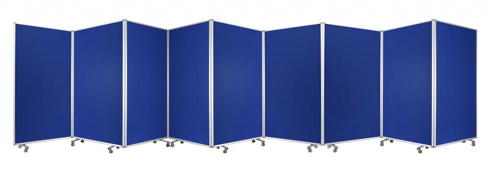 71" Green Iron Folding Nine Panel Screen Room Divider