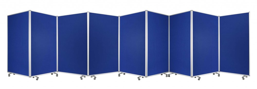 71" Green Iron Folding Nine Panel Screen Room Divider