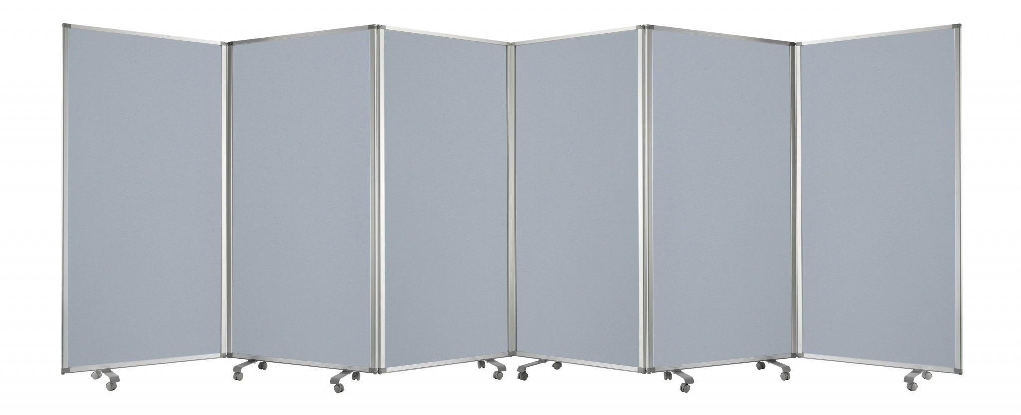71" Gray Iron Folding Six Panel Screen Room Divider