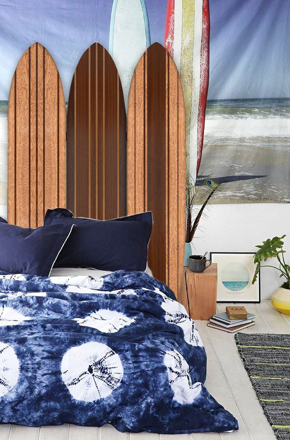 71" Brown Wood Folding Three Panel Screen Room Divider