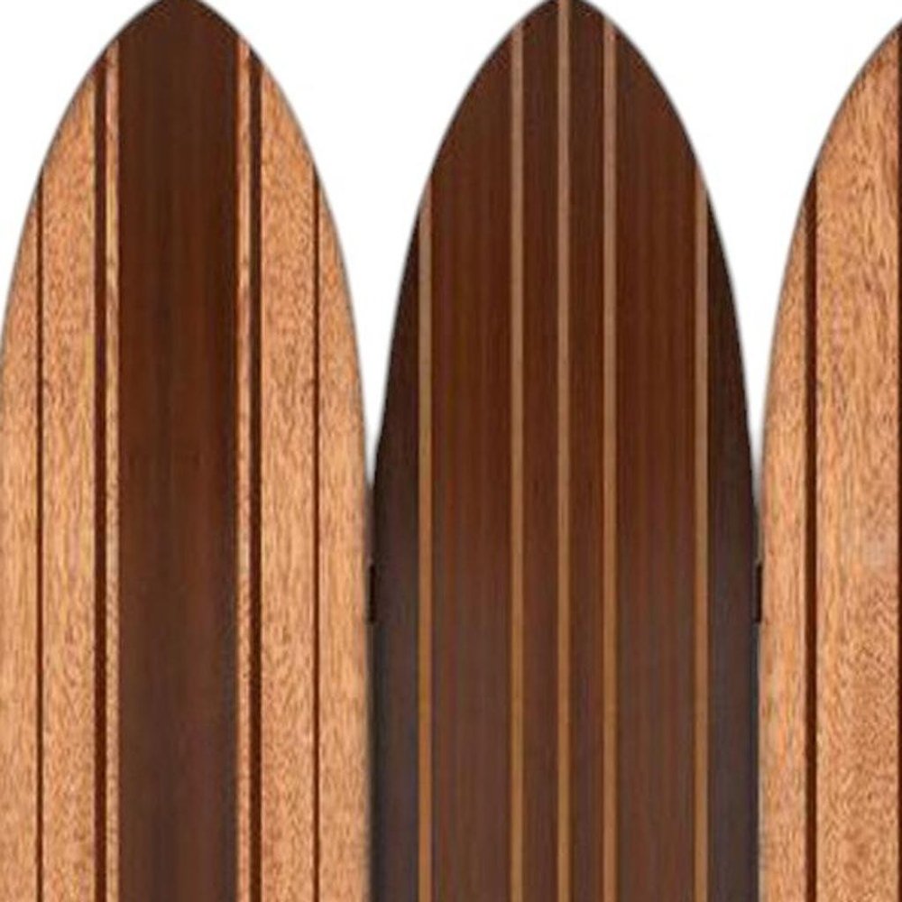 71" Brown Wood Folding Three Panel Screen Room Divider