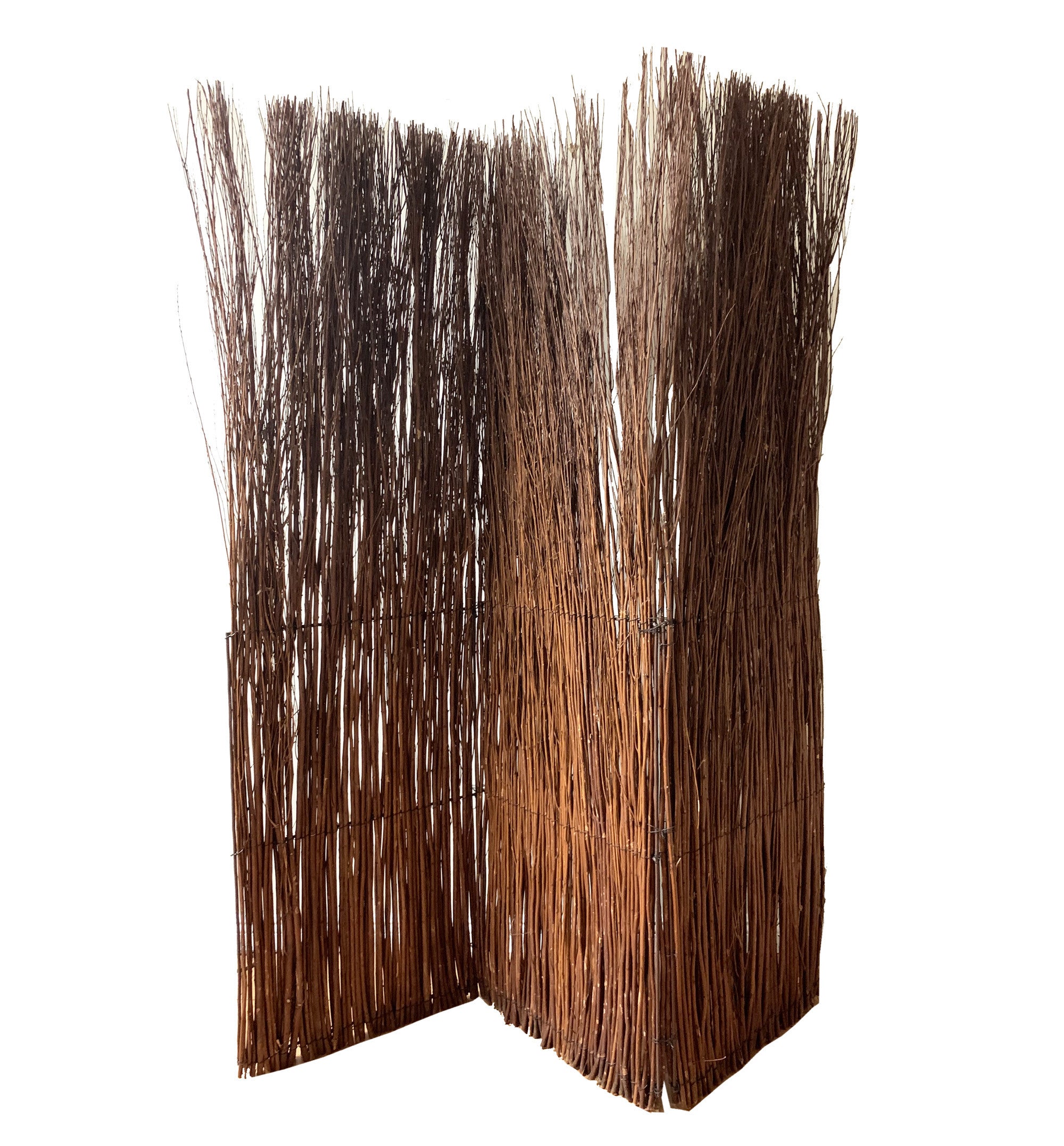 84" Brown Rattan Panel Screen Room Divider
