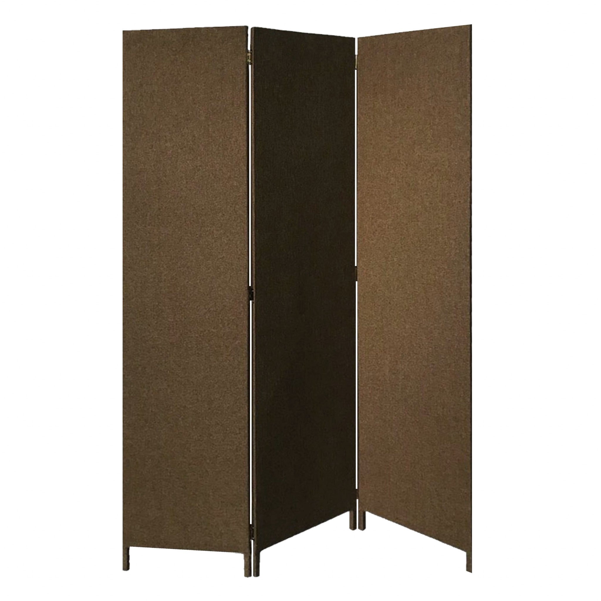 71" Brown Folding Three Panel Screen Room Divider