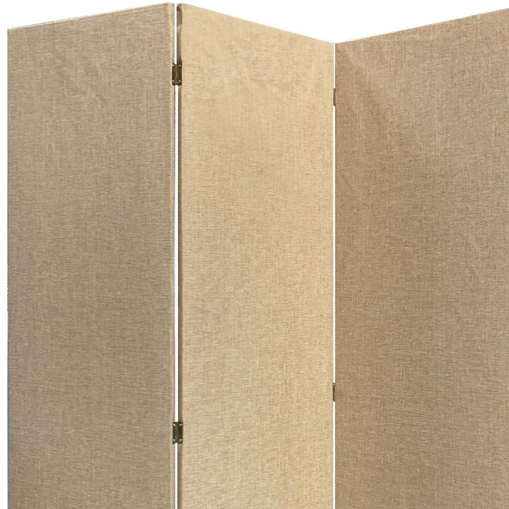 71" Beige Folding Three Panel Screen Room Divider