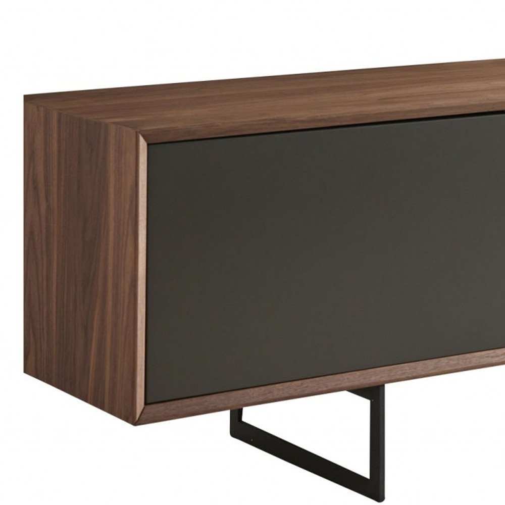 94" Gray Solid and Manufactured Wood Enclosed and Open Storage TV Stand