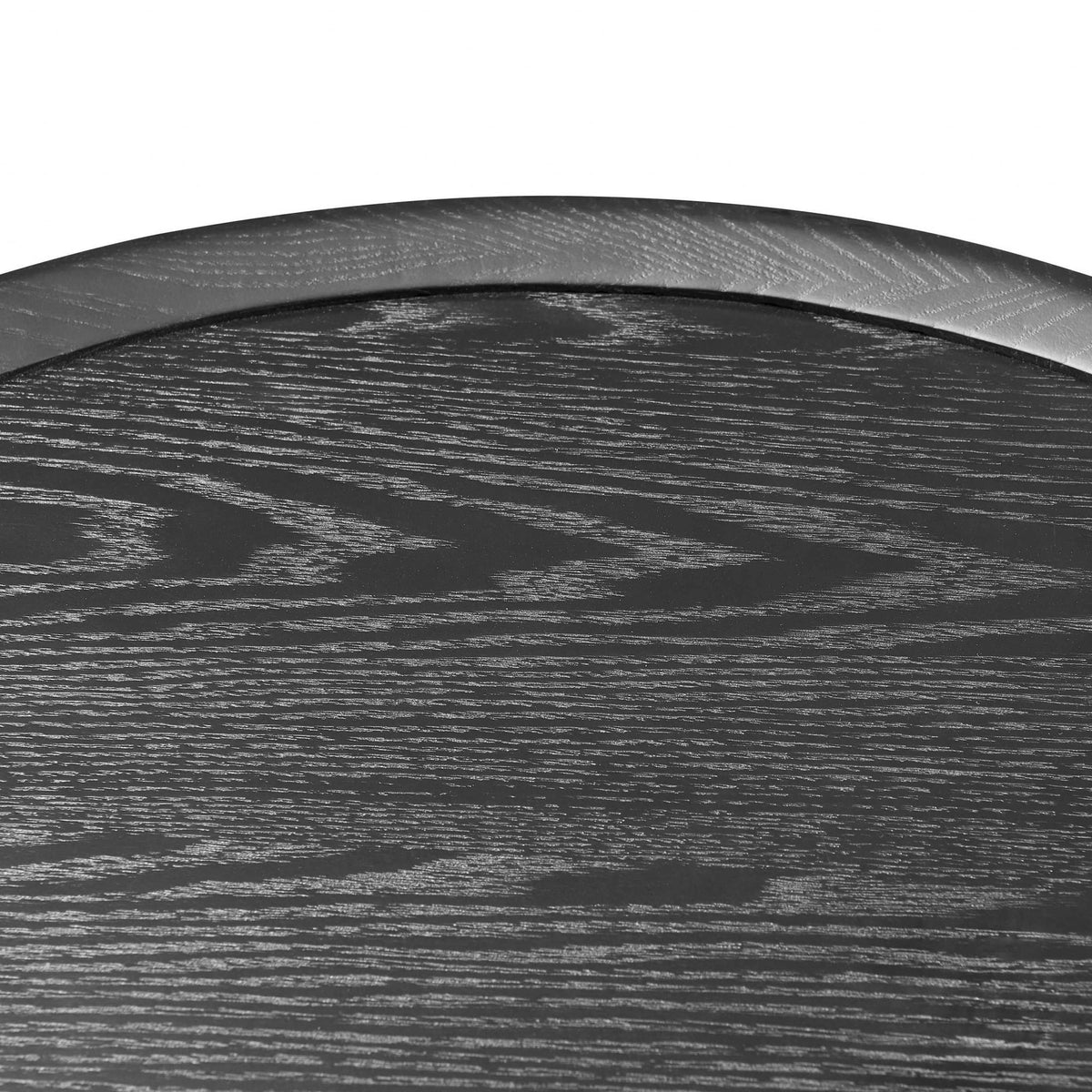 35" Black Wood And Metal Round Frame Coffee Table