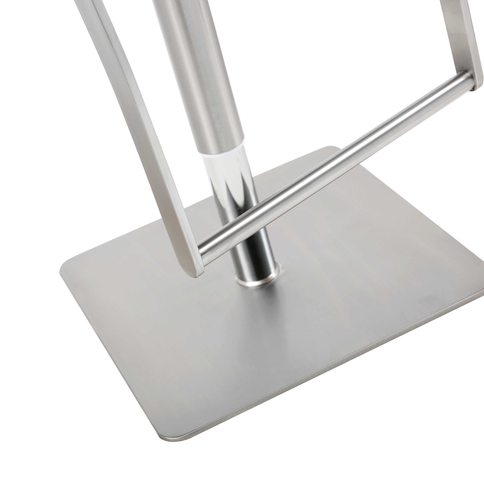 White And Silver Faux Leather And Steel Bar Chair