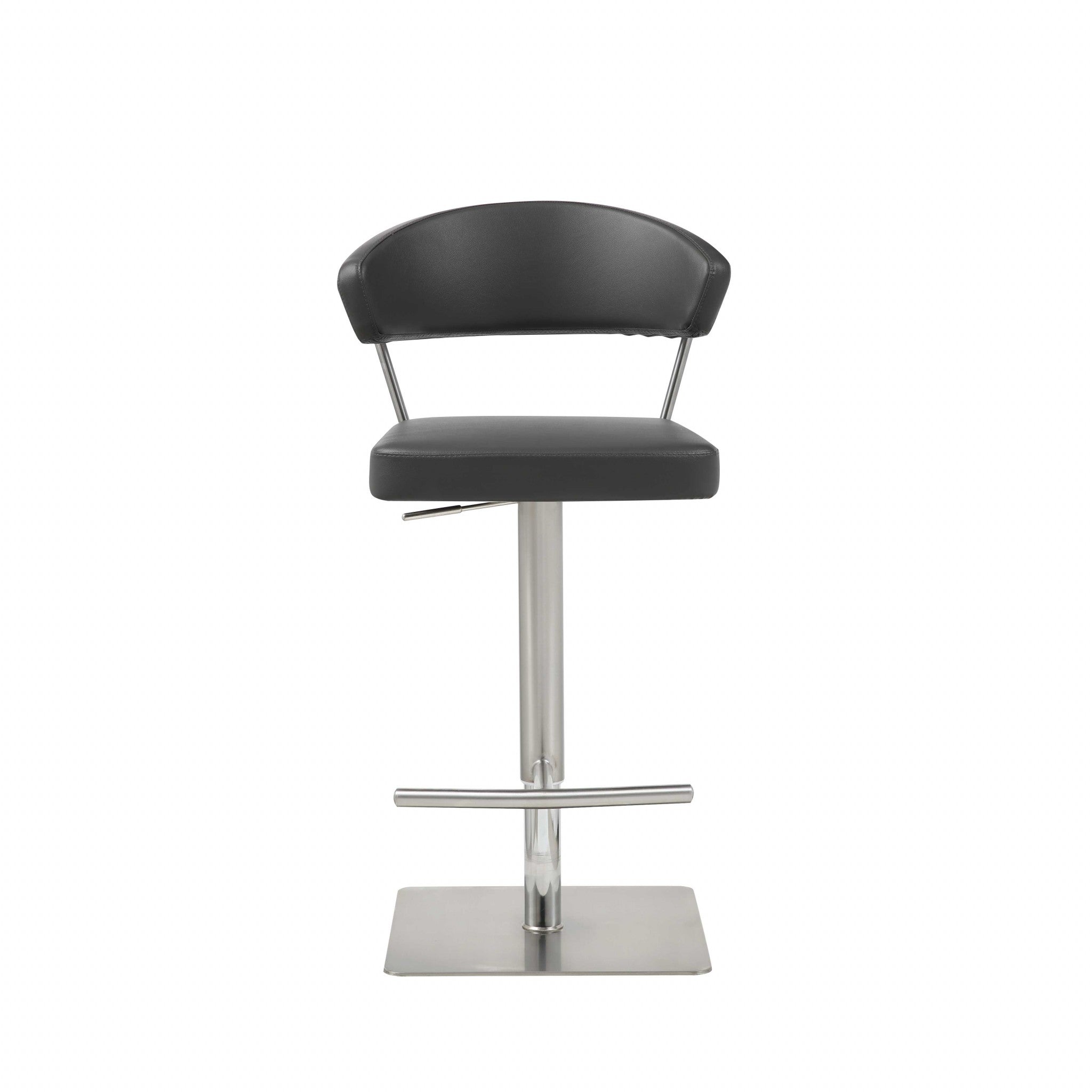 Black And Silver Faux Leather And Steel Bar Chair
