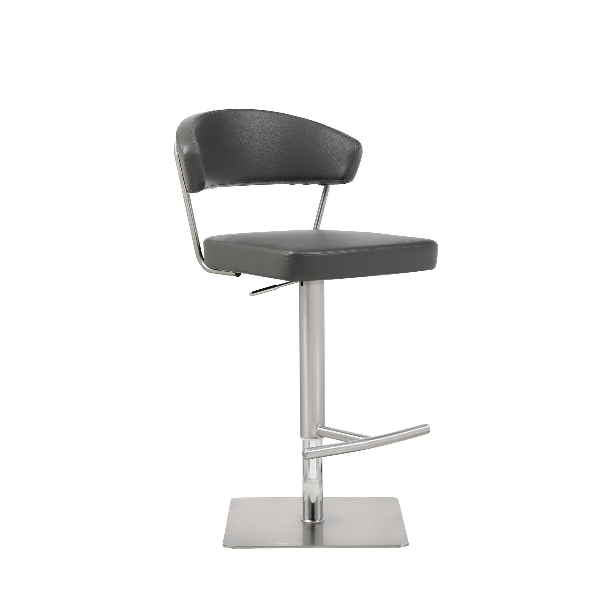 Black And Silver Faux Leather And Steel Bar Chair