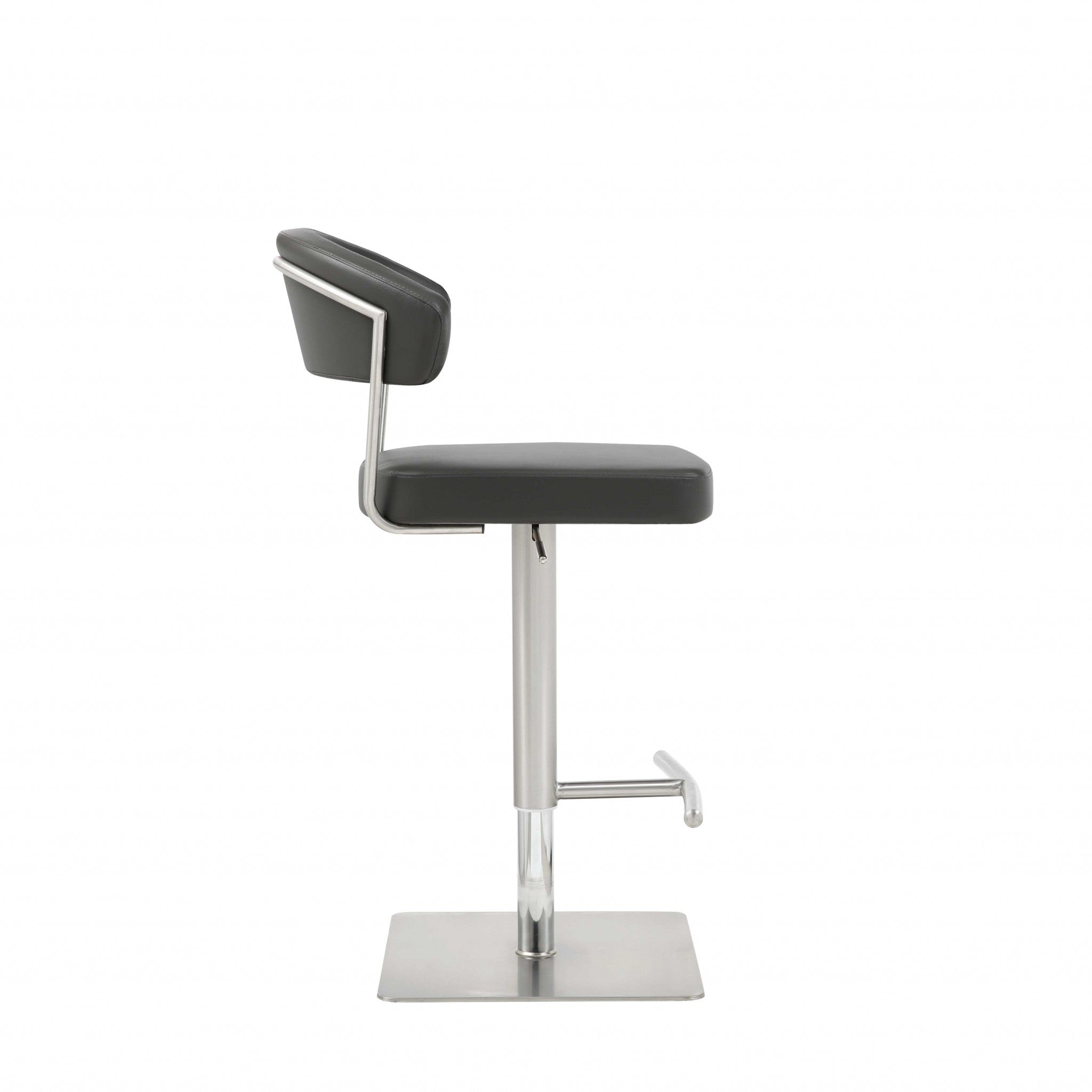 Black And Silver Faux Leather And Steel Bar Chair