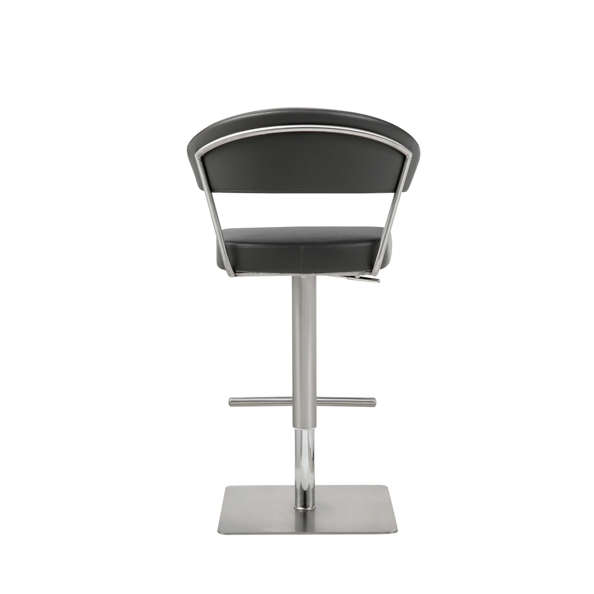 Black And Silver Faux Leather And Steel Bar Chair
