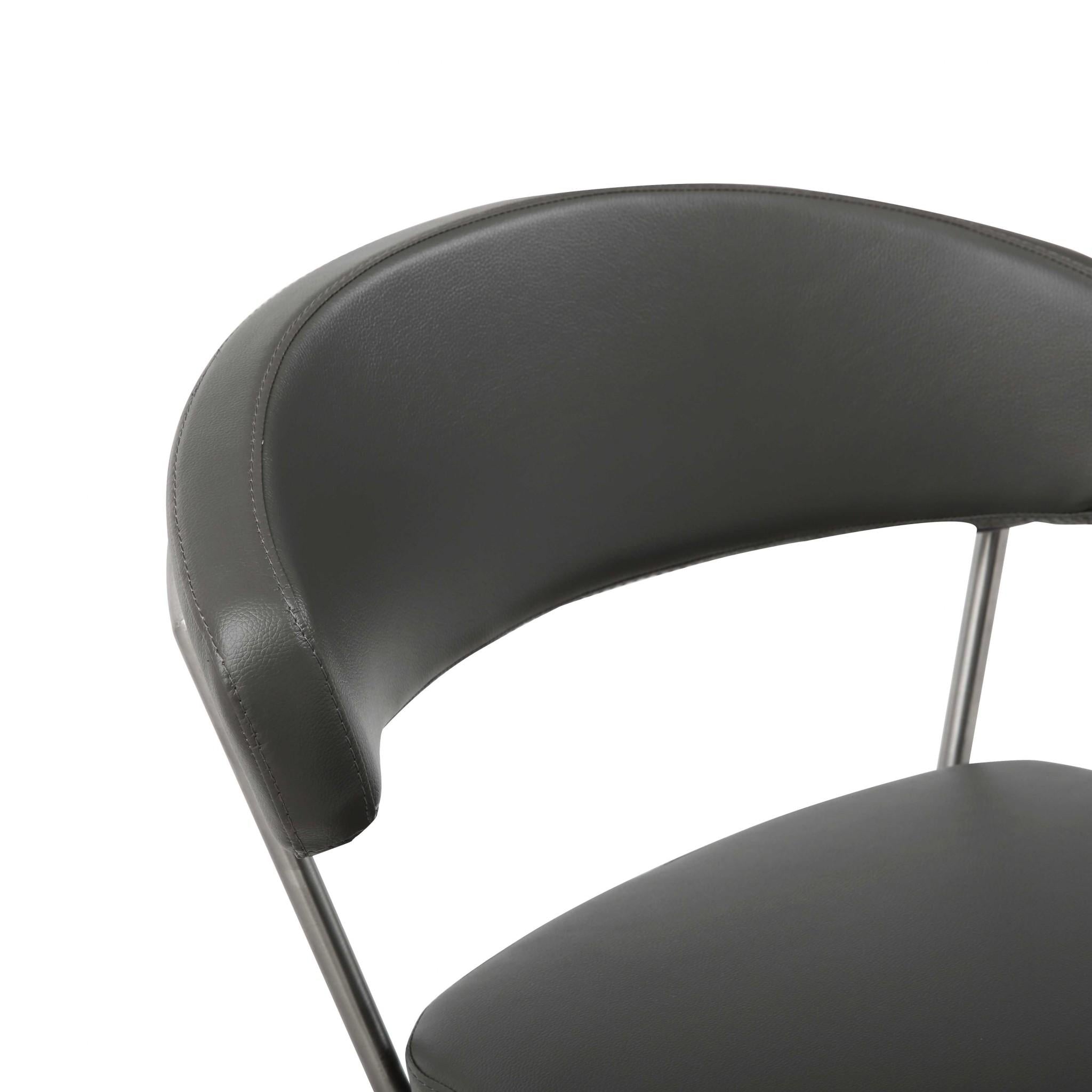 Black And Silver Faux Leather And Steel Bar Chair