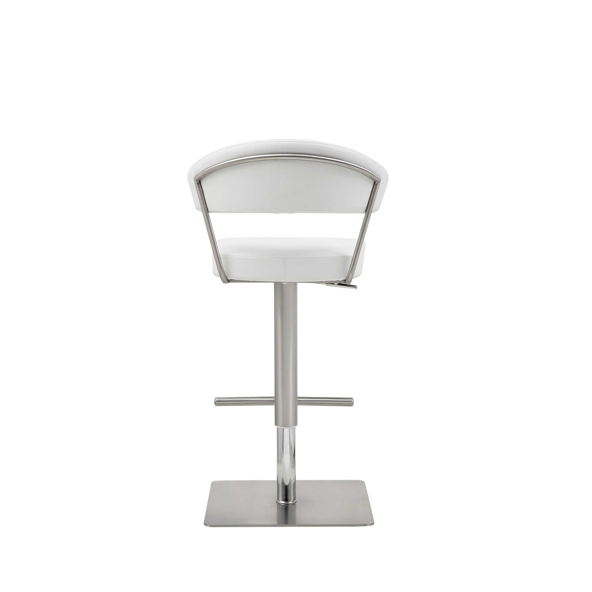 White And Silver Faux Leather And Steel Bar Chair