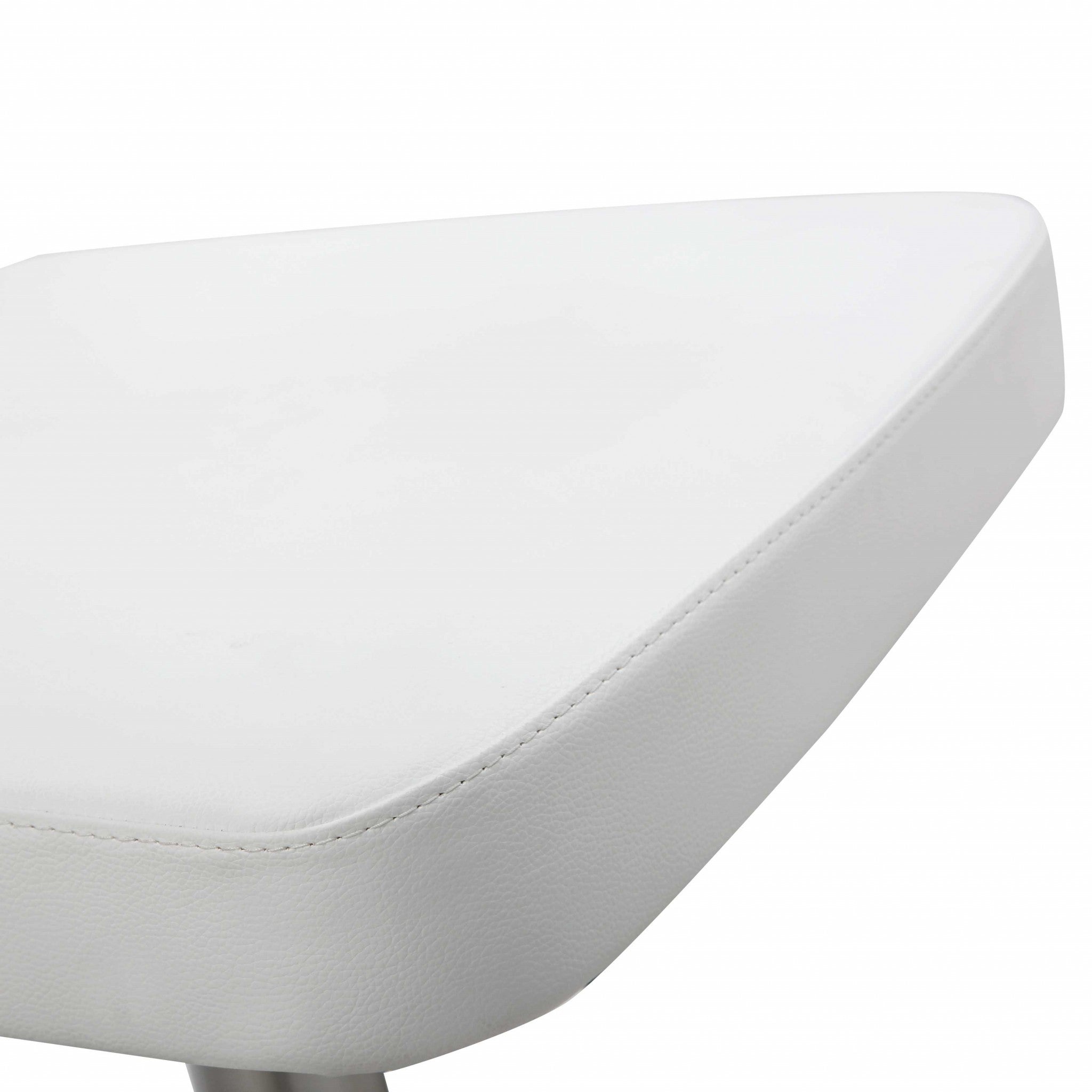 White And Silver Faux Leather And Steel Bar Chair