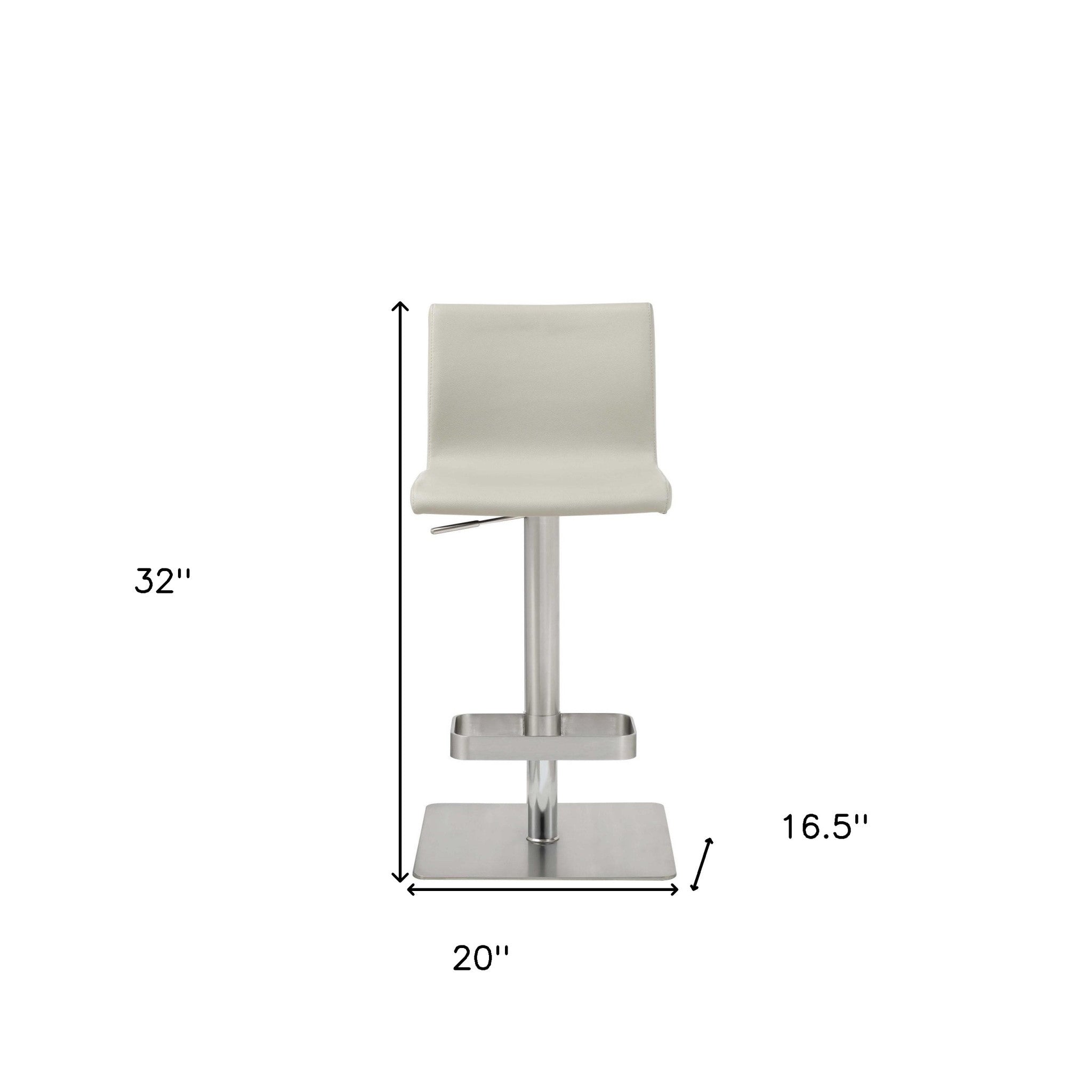 Light Gray And Silver Faux Leather And Steel Counter Height Bar Chair