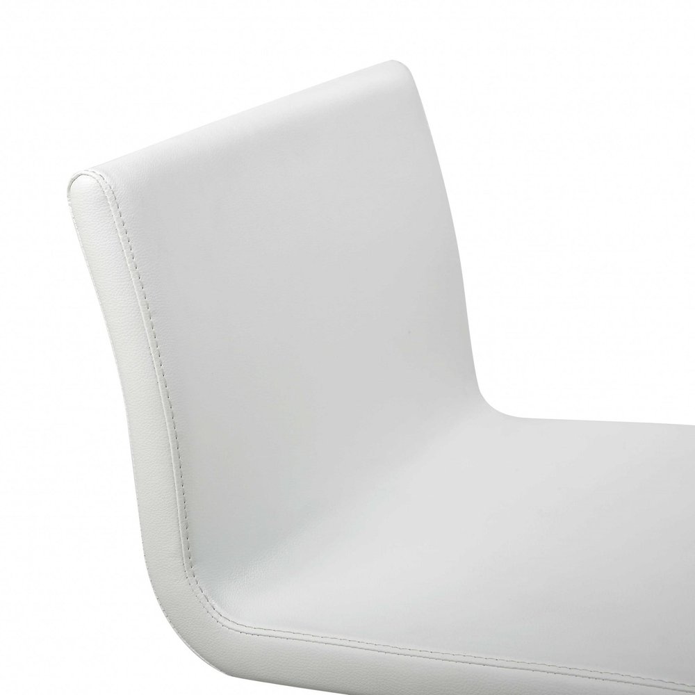 White And Silver Faux Leather And Steel Counter Height Bar Chair