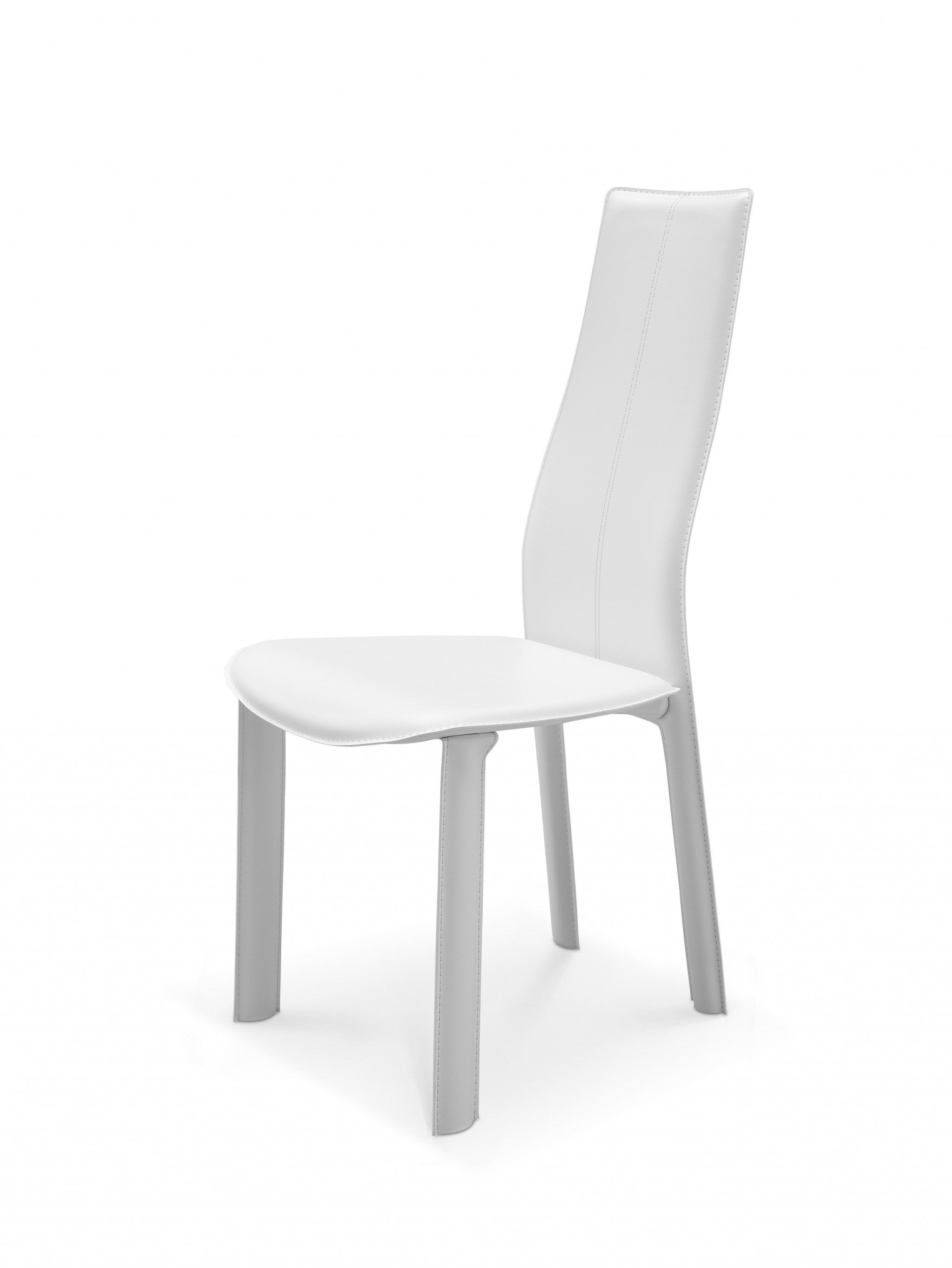 Set Of 4 Modern Dining White Faux Leather Dining Chairs