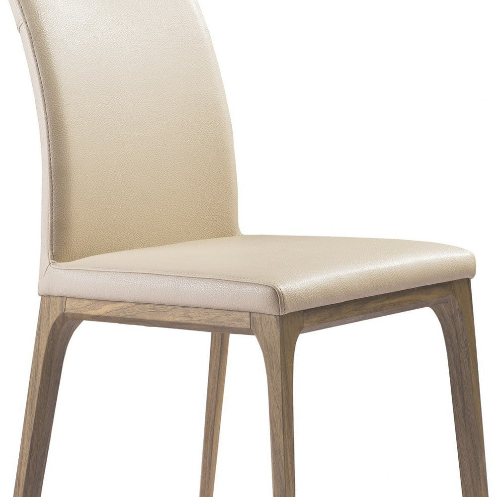 Set Of 2 Taupe Faux Leather Dining Chairs