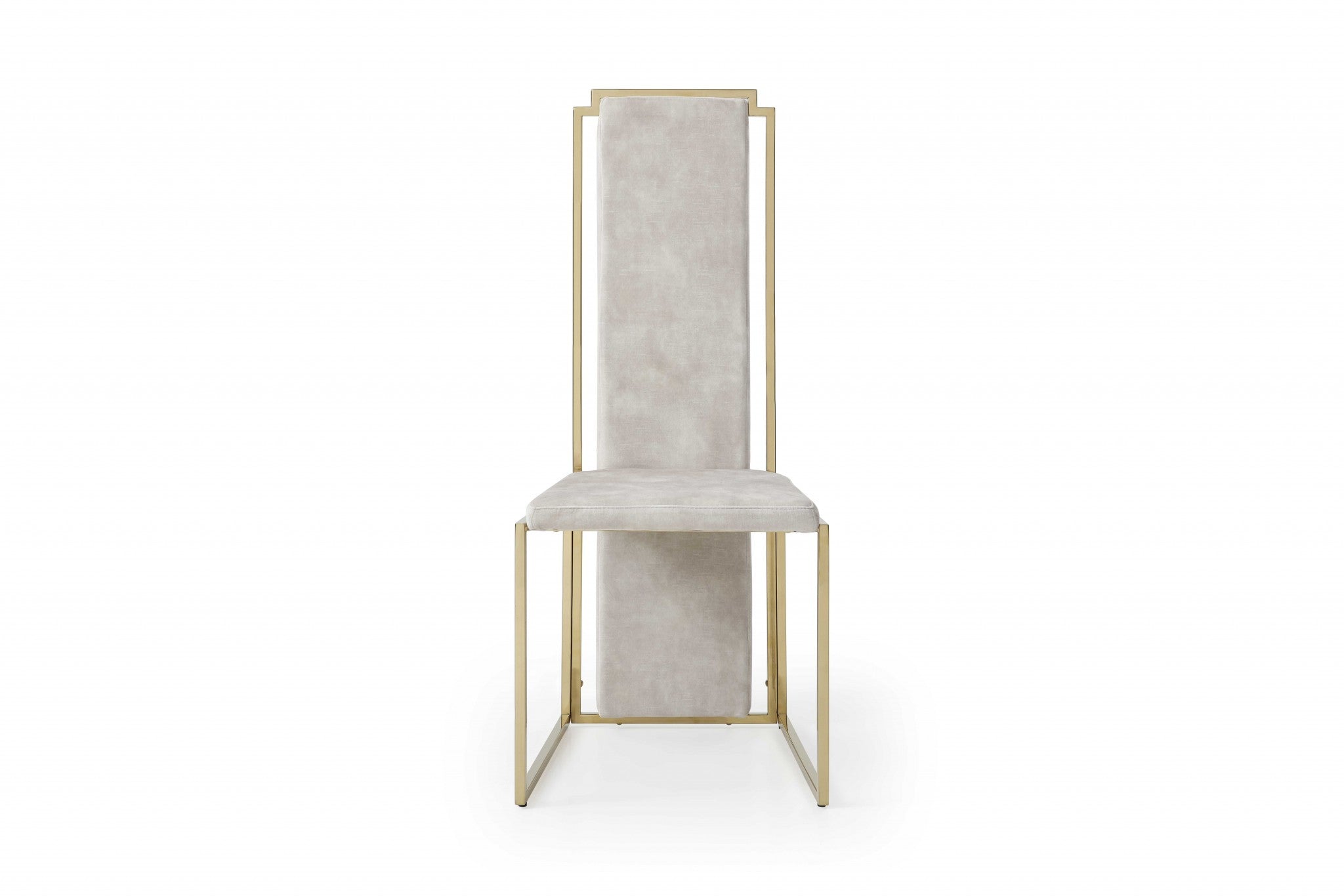 Set of Two Beige and Gold Upholstered Dining Side Chairs