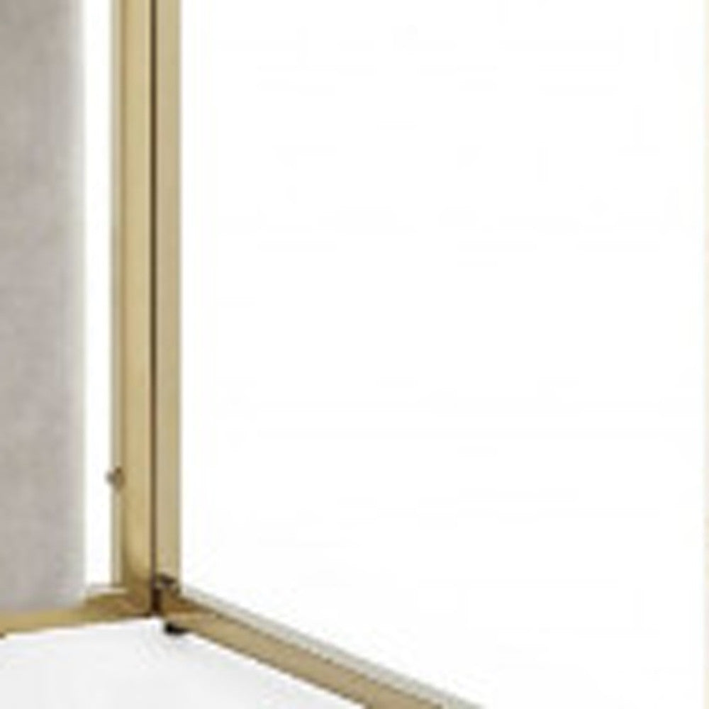 Set of Two Beige and Gold Upholstered Dining Side Chairs