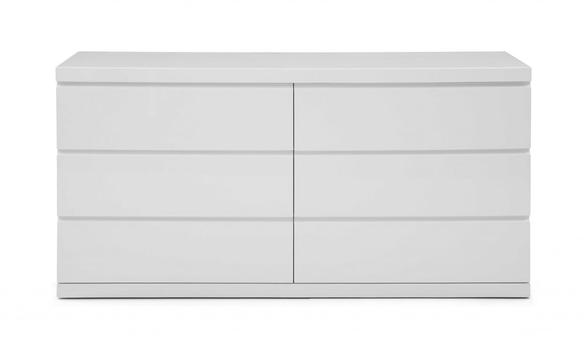 63" White Solid Wood Six Drawer Double Dresser