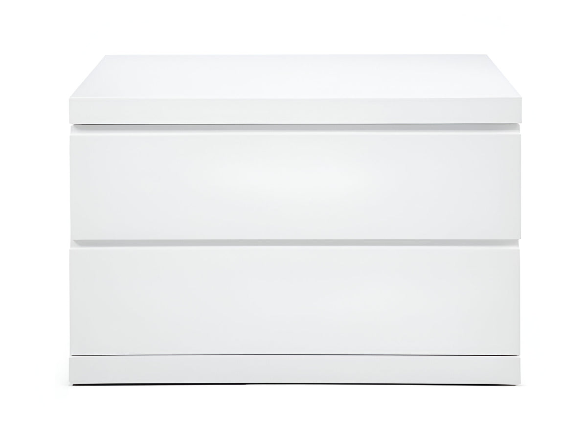 20" White Wood Two Drawer Nightstand
