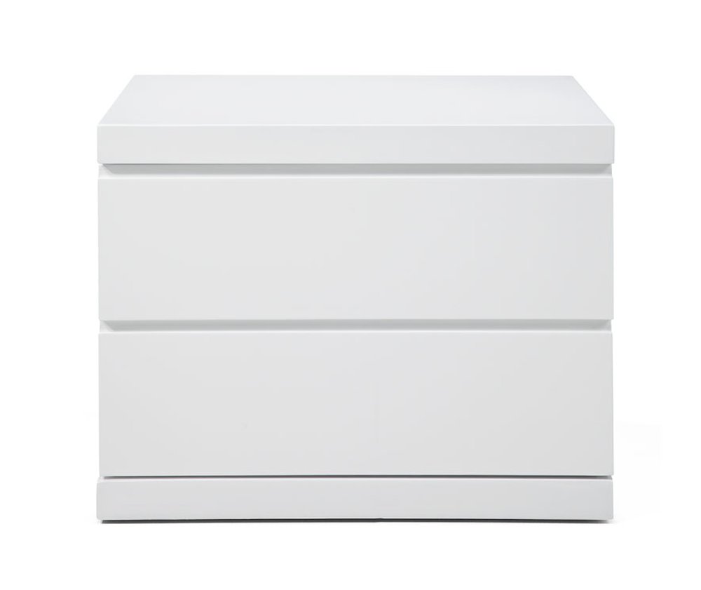 18" White Wood Two Drawer Nightstand