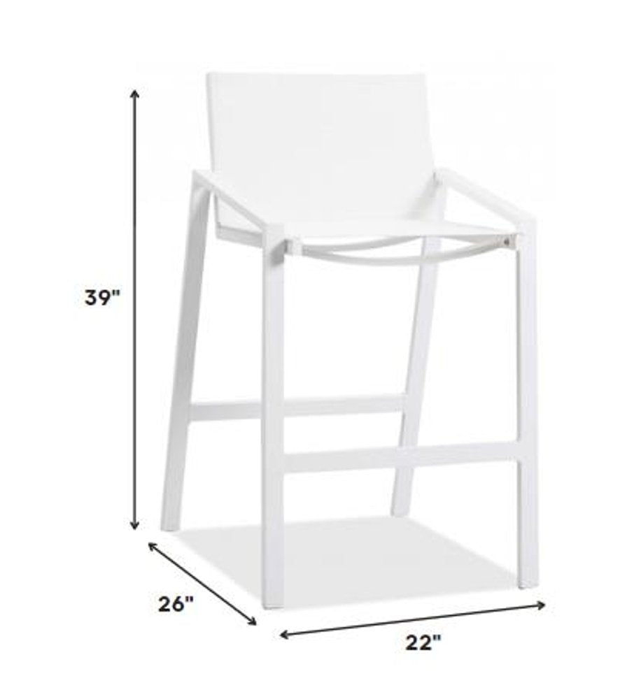 28" White Iron and Stainless Steel Counter Height Bar Chair