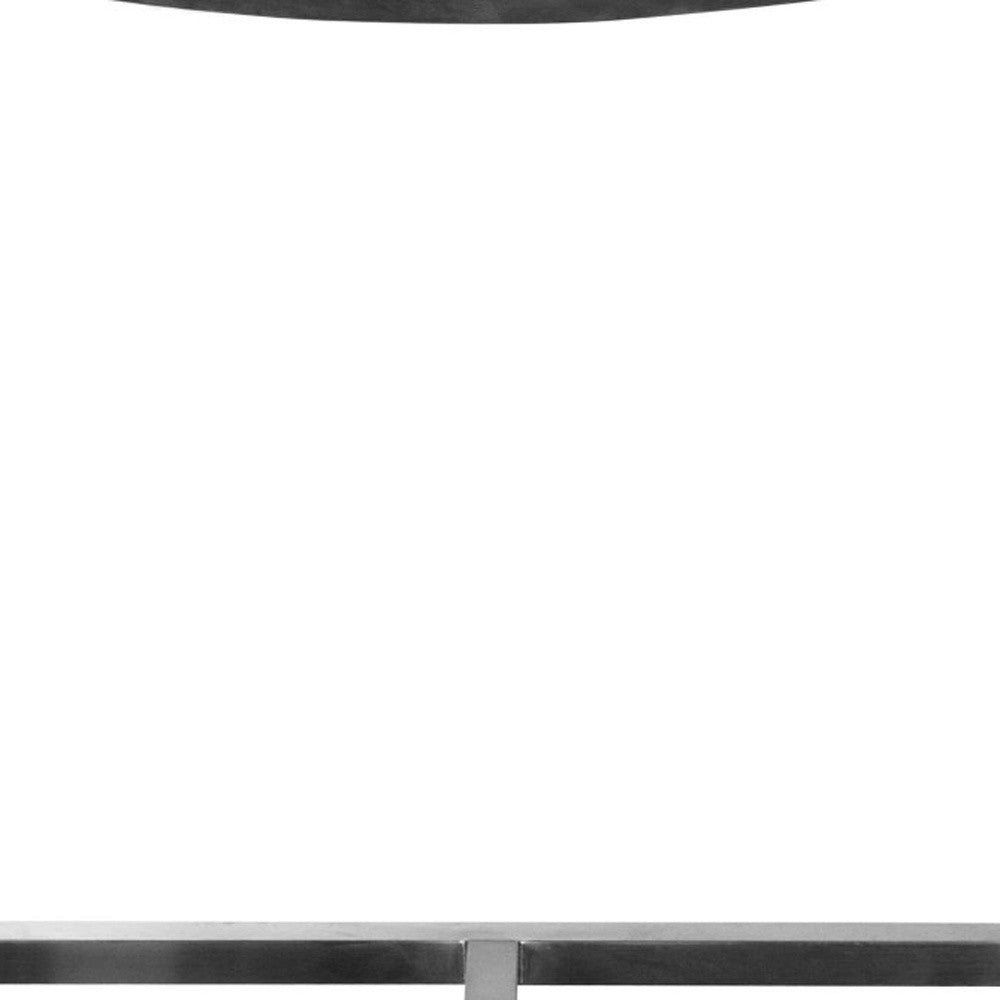 28" Brown And Silver Iron And Steel Low Back Bar Height Bar Chair