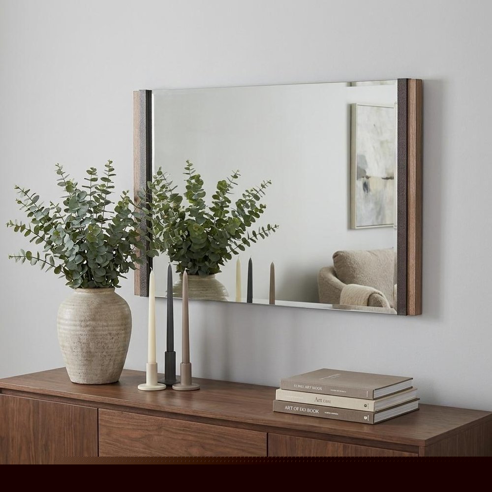 35" Natural Wood Framed Accent Mirror