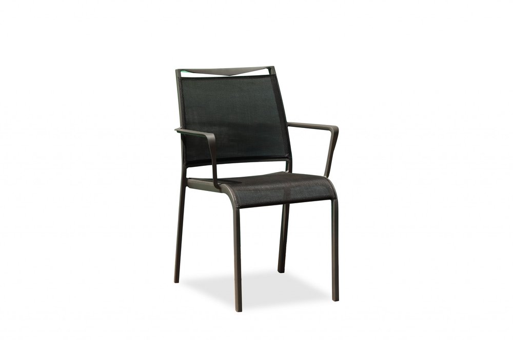 Set of Four Gray Dining Arm Chairs