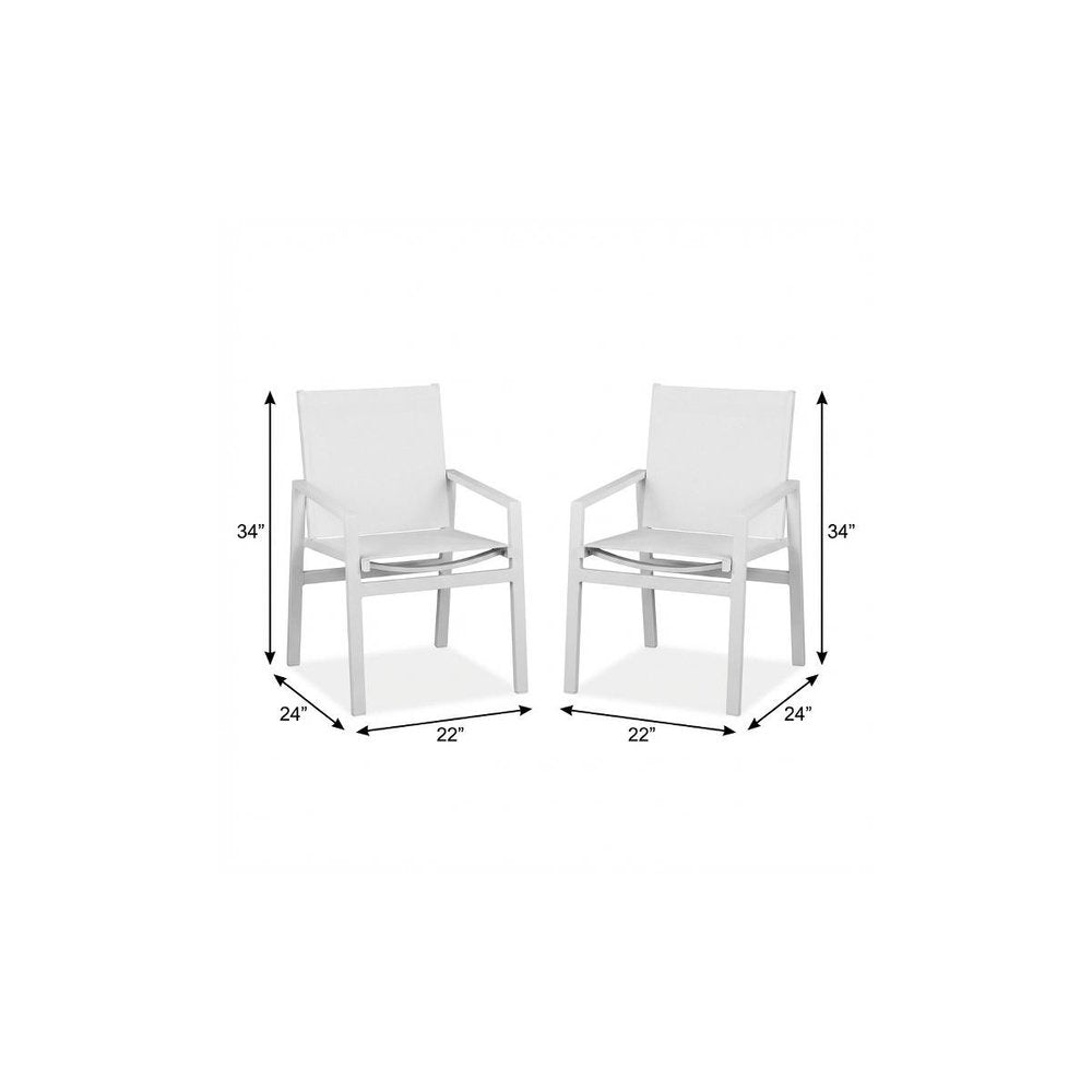 Set of Two 22" White Metal Indoor Outdoor Dining Chair