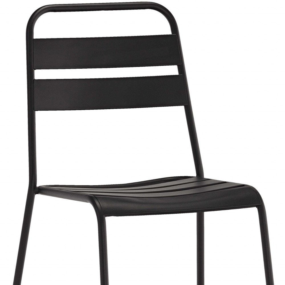 Set of Four Gray Faux Leather Dining Side Chairs