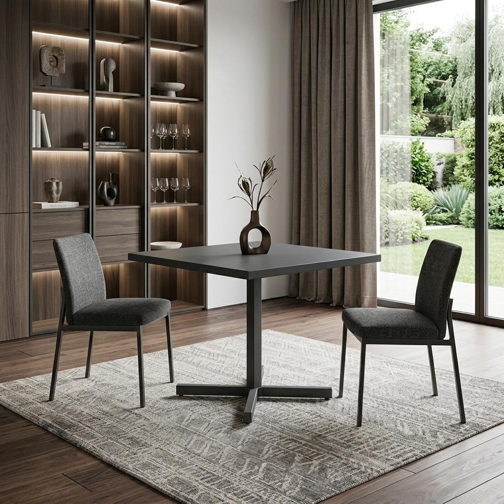 32" Gray Square Aluminum Pedestal Base Dining Table