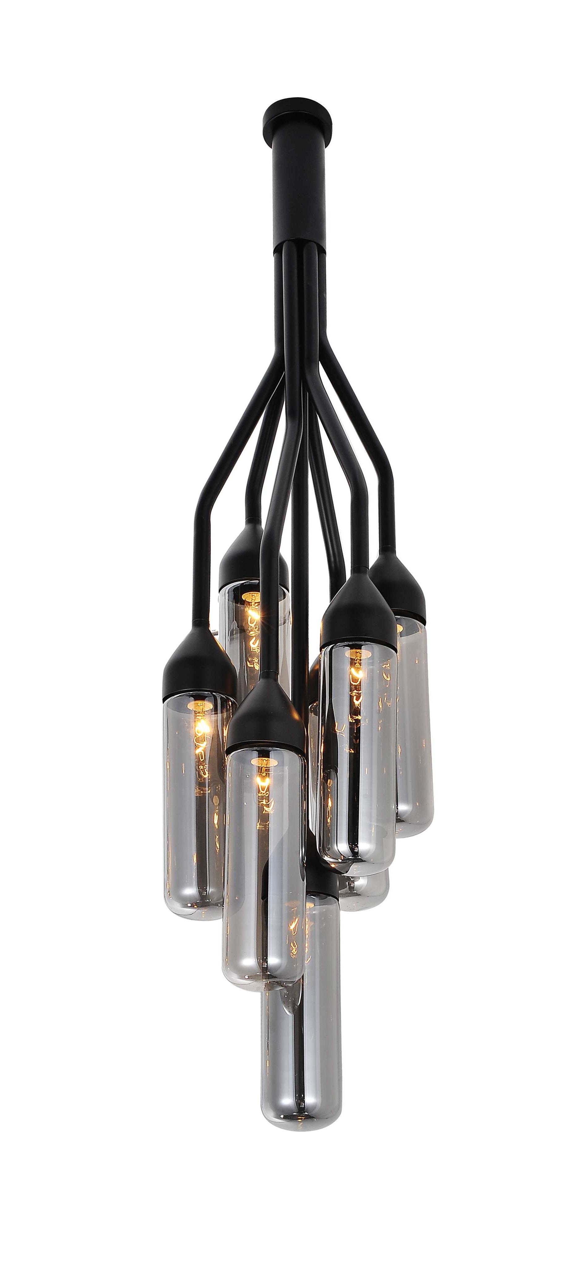 Shaded Empire Six Light Metal and Glass Flush Ceiling Light With Clear Shades