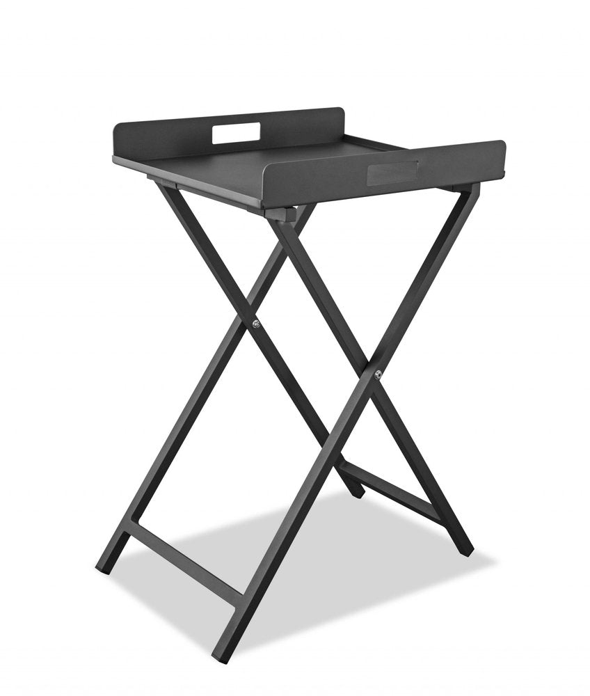19" Gray Aluminum Outdoor Side Table