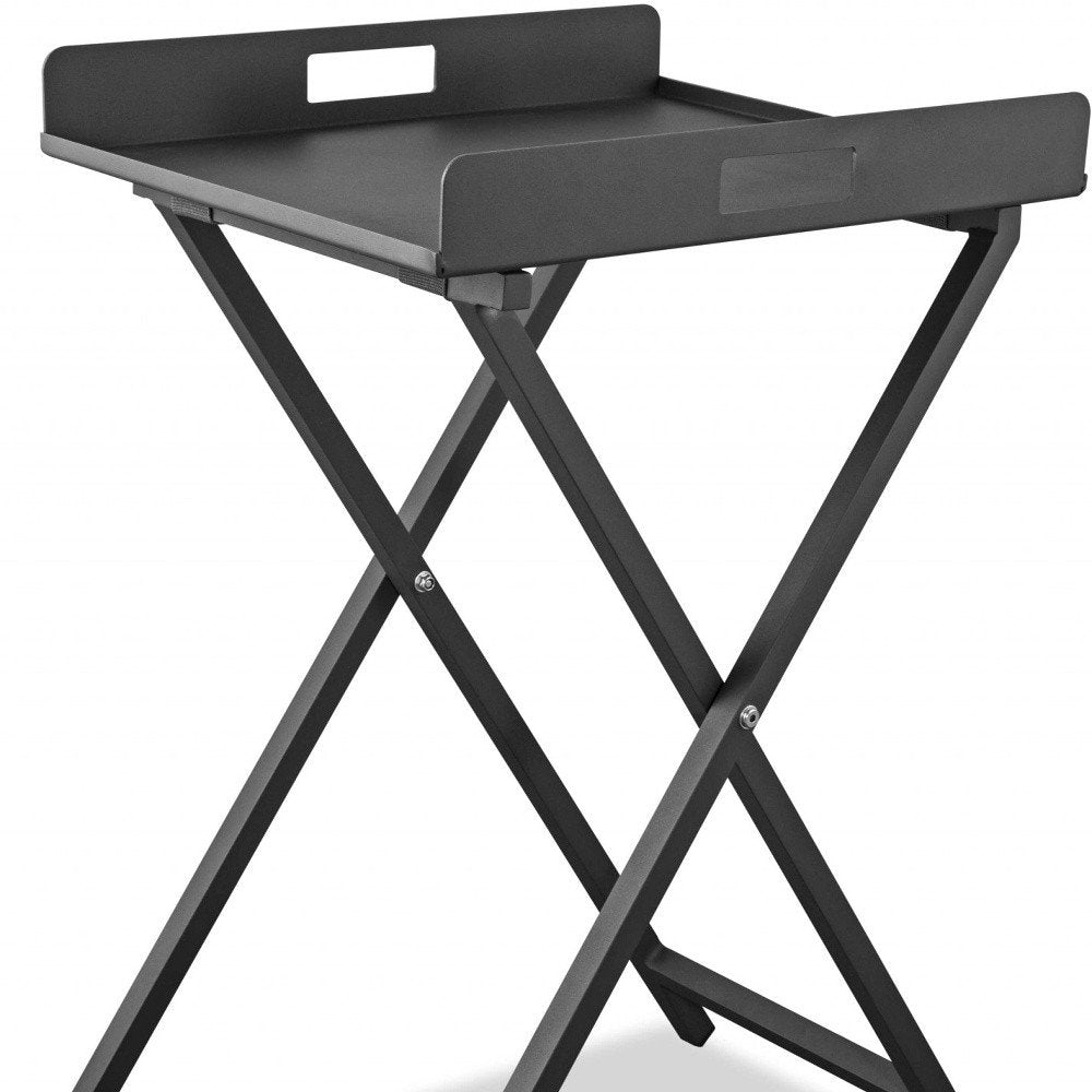 19" Gray Aluminum Outdoor Side Table