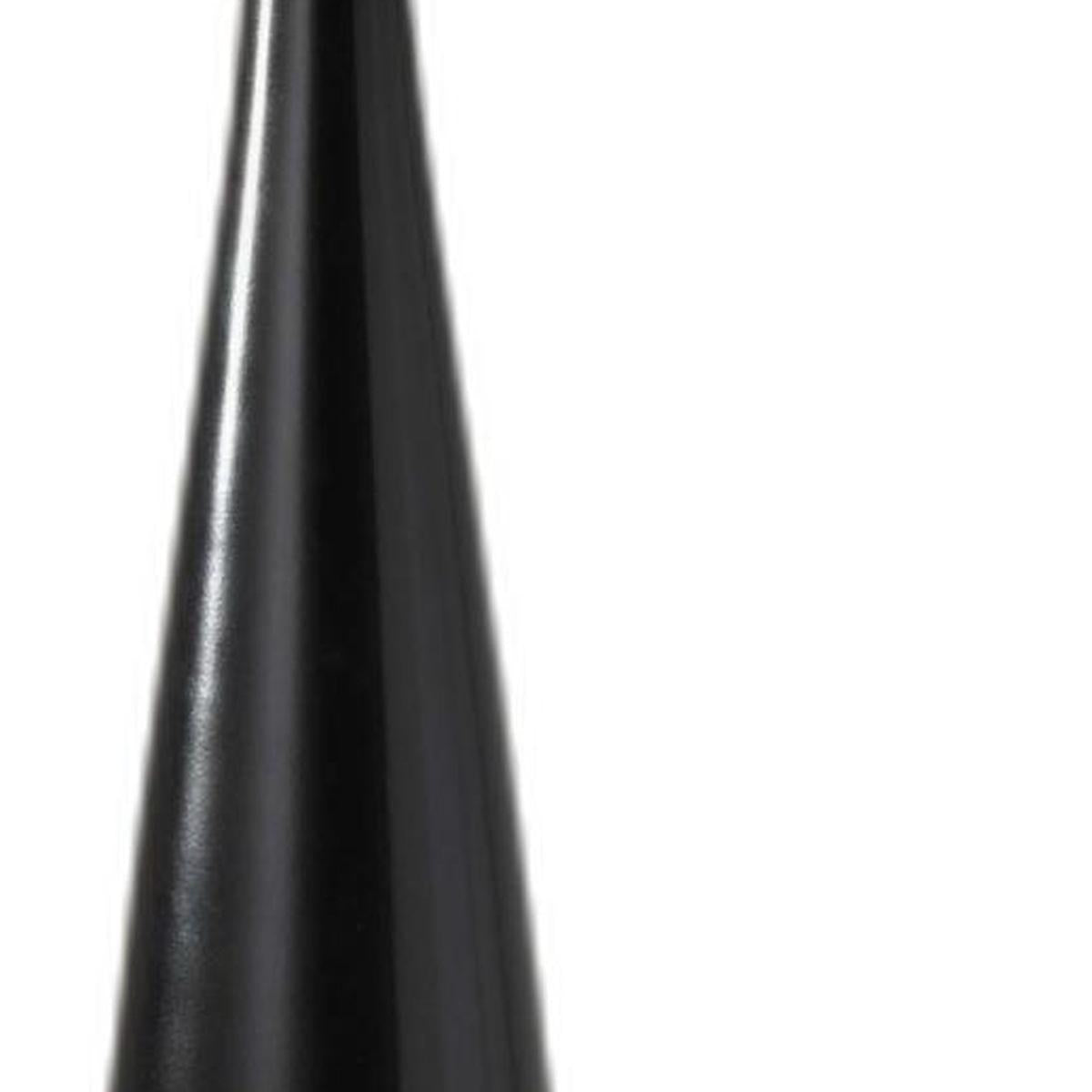 22" Black Metal Geo Triangle Table Lamp With Beige Drum Shade