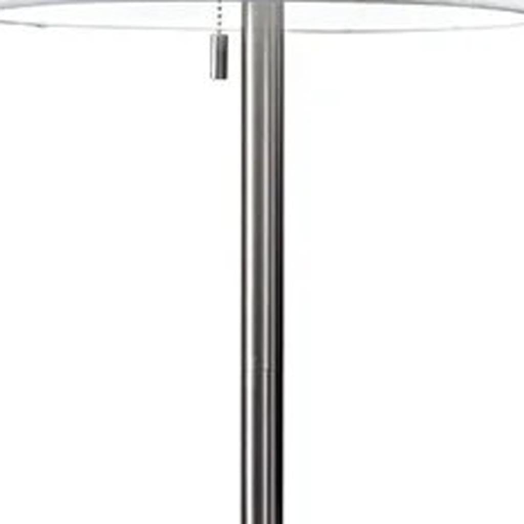 61" Silver Metal Floor Lamp With Fabric Shade