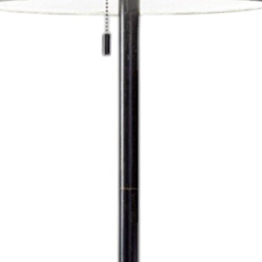 61" Bronze Metal Floor Lamp With Beige Fabric Shade
